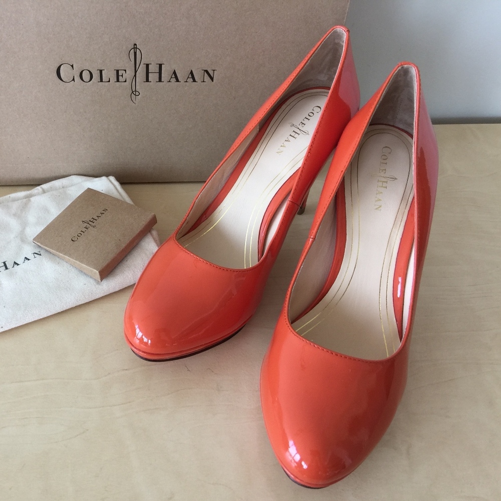 Cole Haan orange patent leather pump NEW Size 7 but run small